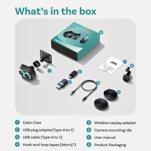 BubaCam Cabin Care Wireless Carplay Adapter
